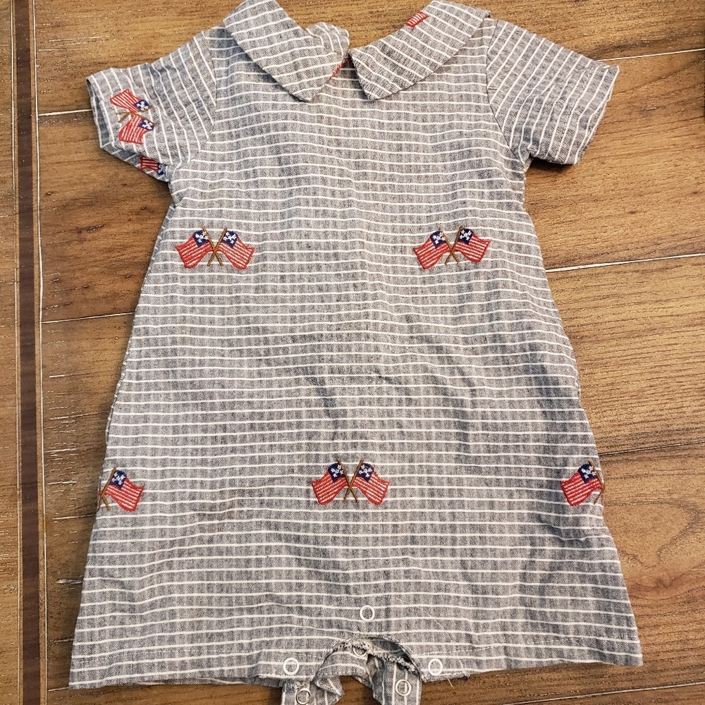 12-18 monthLil Cactus smocked patriotic boy romper